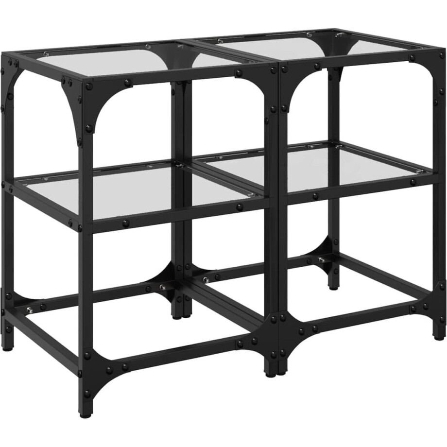 vidaXL - Salontafels - 2 - st - met - transparant - glazen - blad - 30x30x45 - cm - staal vidaXL - Salontafels - 2 - st - met - transparant - glazen - blad - 30x30x45 - cm - staal afbeelding 1