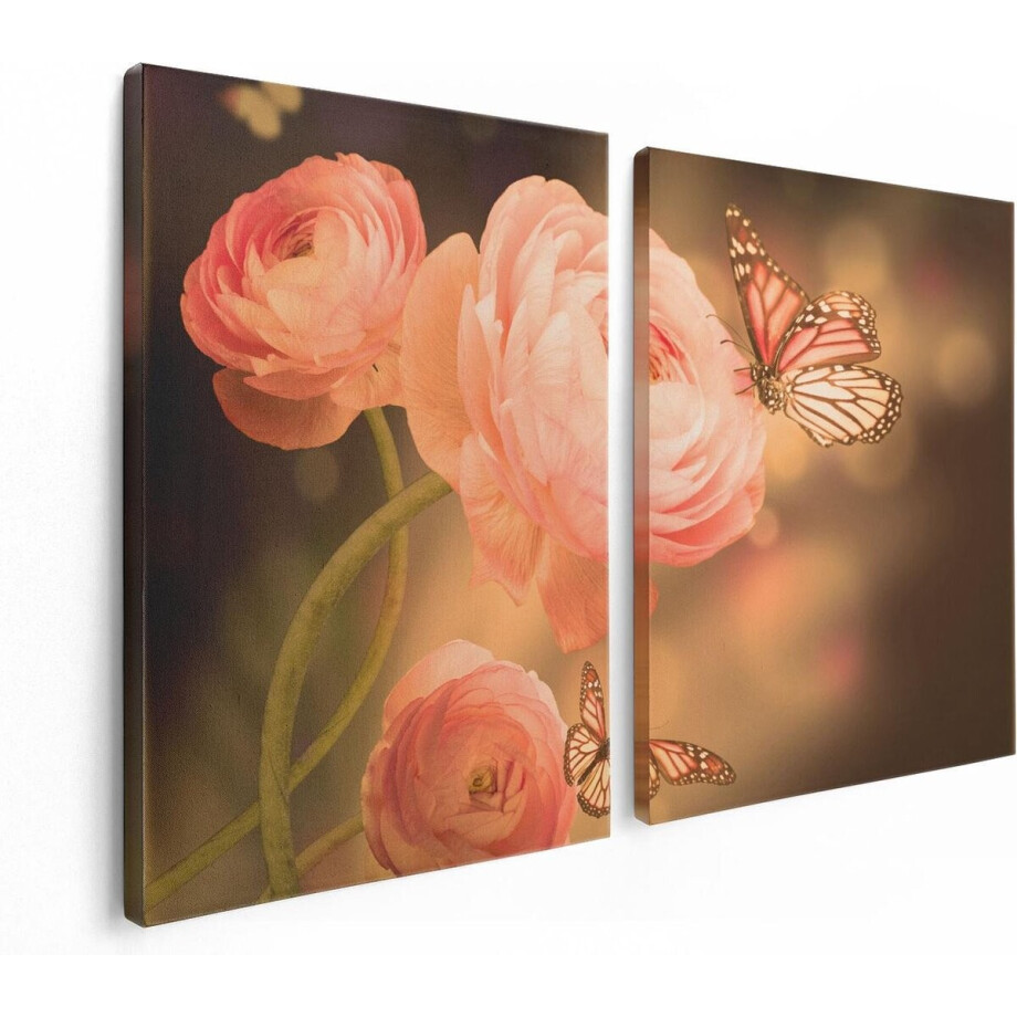 Artaza Canvas Schilderij Tweeluik Twee Roze Vlinders Bij Roze Rozen - 120x80 - Foto Op Canvas - Canvas Print Artaza Canvas Schilderij Tweeluik Twee Roze Vlinders Bij Roze Rozen - 120x80 - Foto Op Canvas - Canvas Print afbeelding 1
