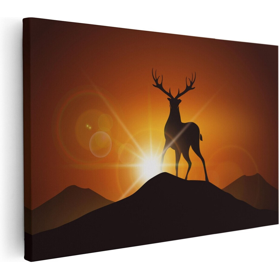 Artaza Canvas Schilderij Hert Op Een Berg - Abstract - Silhouet - 120x80 - Groot - Foto Op Canvas - Wanddecoratie Woonkamer Artaza Canvas Schilderij Hert Op Een Berg - Abstract - Silhouet - 120x80 - Groot - Foto Op Canvas - Wanddecoratie Woonkamer afbeelding 1