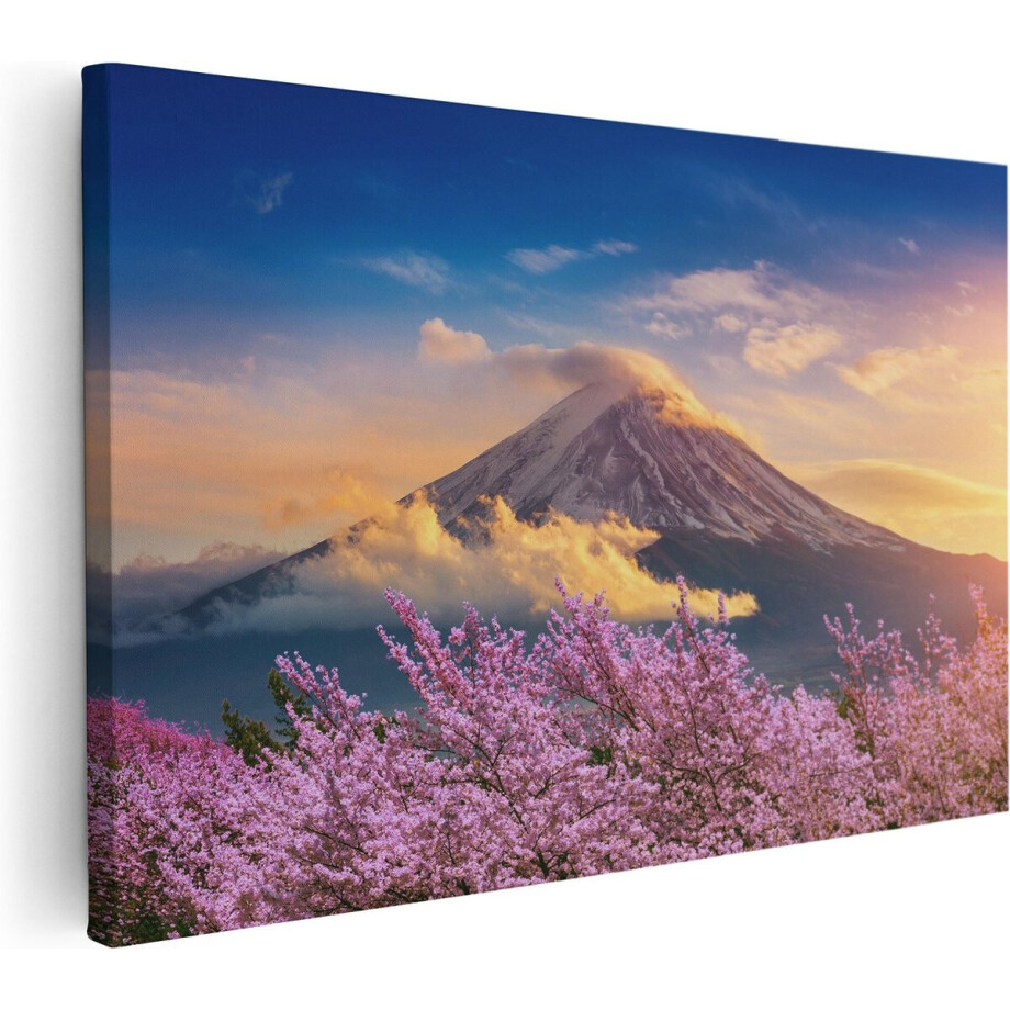 Artaza Canvas Schilderij Fuji Berg Met Roze Bloesembomen - Bloemen - 120x80 - Groot - Foto Op Canvas - Wanddecoratie Woonkamer Artaza Canvas Schilderij Fuji Berg Met Roze Bloesembomen - Bloemen - 120x80 - Groot - Foto Op Canvas - Wanddecoratie Woonkamer afbeelding 1