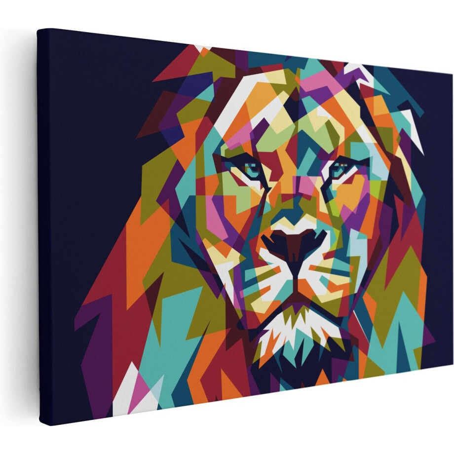 Artaza Canvas Schilderij Gekleurde Leeuw - Abstract - In Kleur - 60x40 - Foto Op Canvas - Canvas Print afbeelding 1