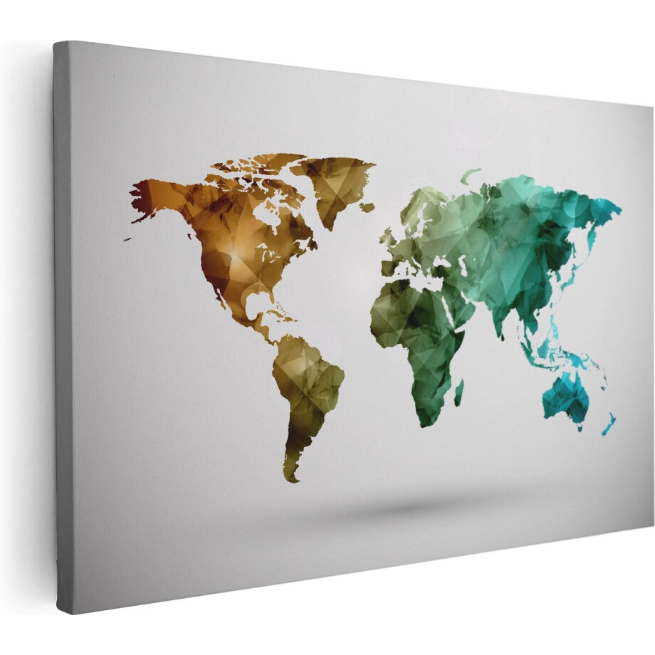 Artaza Canvas Schilderij Kleurrijke Wereldkaart - Abstract - 30x20 - Klein - Foto Op Canvas - Canvas Print afbeelding 1