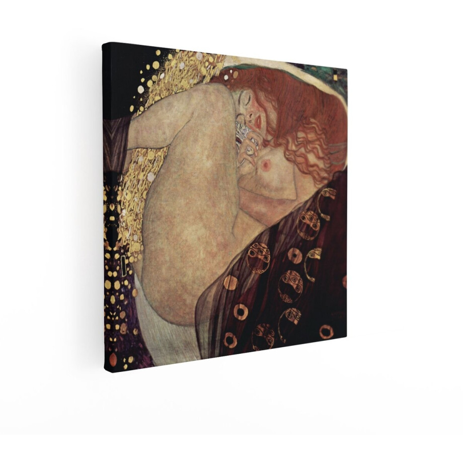 Artaza Canvas Schilderij Klimt Danae - 40x40 cm - Wanddecoratie Naakt Portret - Muurdecoratie Goud - Schilderijen Op Canvas Vrouw afbeelding 1