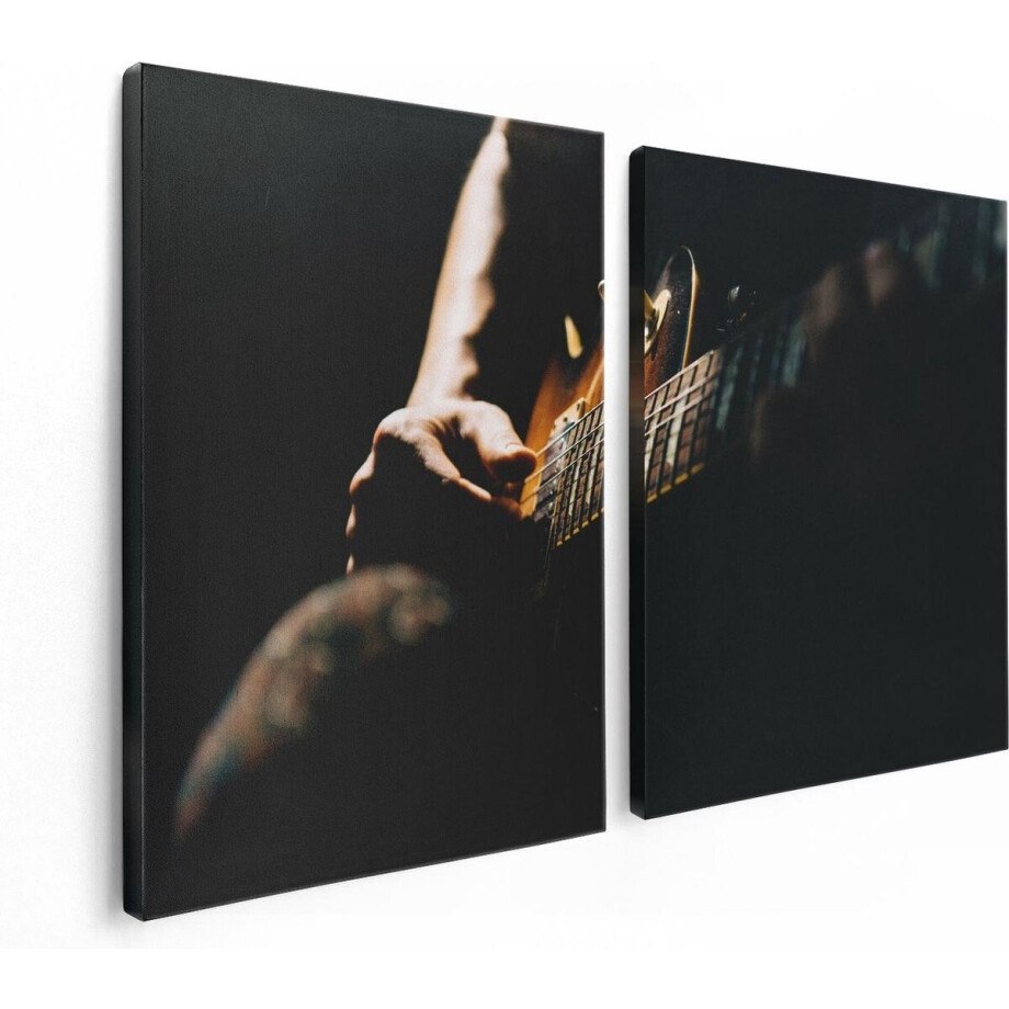 Artaza Canvas Schilderij Tweeluik Man Speelt Gitaar - 120x80 - Foto Op Canvas - Canvas Print Artaza Canvas Schilderij Tweeluik Man Speelt Gitaar - 120x80 - Foto Op Canvas - Canvas Print afbeelding 1