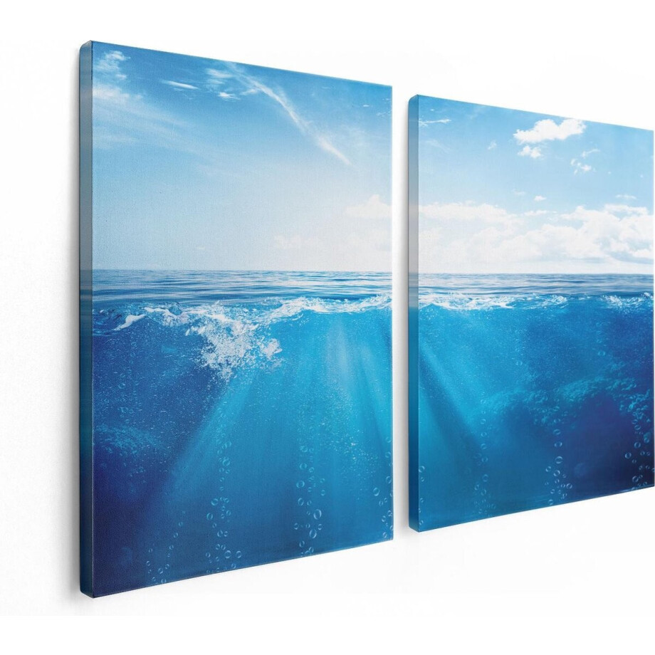Artaza Canvas Schilderij Tweeluik Helder Blauwe Zee Onder Water - 120x80 - Foto Op Canvas - Canvas Print afbeelding 1