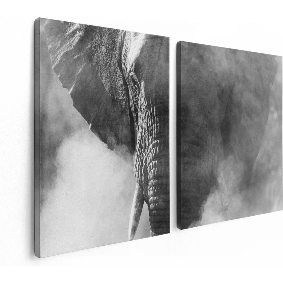 Artaza Canvas Schilderij Tweeluik Olifantenkop - Olifant - Zwart Wit - 120x80 - Foto Op Canvas - Canvas Print Artaza Canvas Schilderij Tweeluik Olifantenkop - Olifant - Zwart Wit - 120x80 - Foto Op Canvas - Canvas Print afbeelding 1