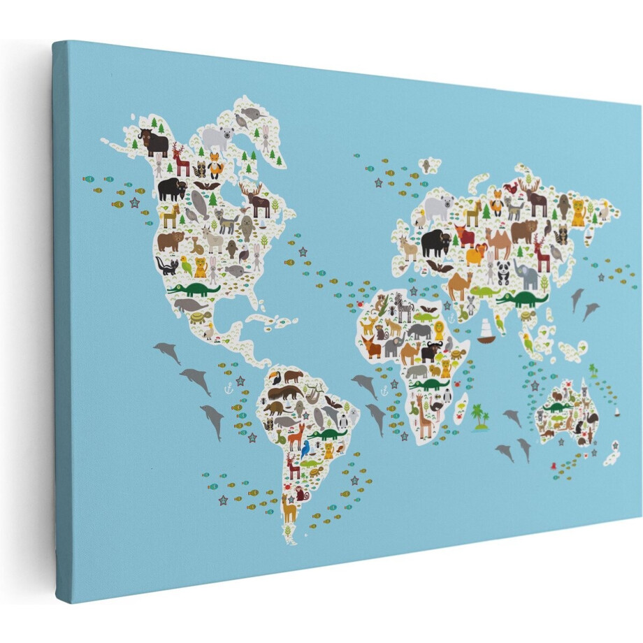 Artaza Canvas Schilderij Wereldkaart Met Dieren - 90x60 - Foto Op Canvas - Canvas Print - Muurdecoratie Artaza Canvas Schilderij Wereldkaart Met Dieren - 90x60 - Foto Op Canvas - Canvas Print - Muurdecoratie afbeelding 1