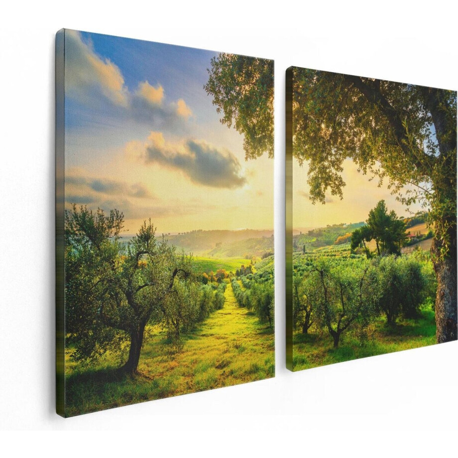 Artaza Canvas Schilderij Tweeluik Olijvenbomen - Olijvengaard - 120x80 - Foto Op Canvas - Canvas Print Artaza Canvas Schilderij Tweeluik Olijvenbomen - Olijvengaard - 120x80 - Foto Op Canvas - Canvas Print afbeelding 1