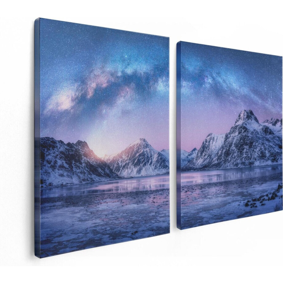 Artaza Canvas Schilderij Tweeluik Melkweg Bij De Besneeuwde bergen - 120x80 - Foto Op Canvas - Canvas Print Artaza Canvas Schilderij Tweeluik Melkweg Bij De Besneeuwde bergen - 120x80 - Foto Op Canvas - Canvas Print afbeelding 1