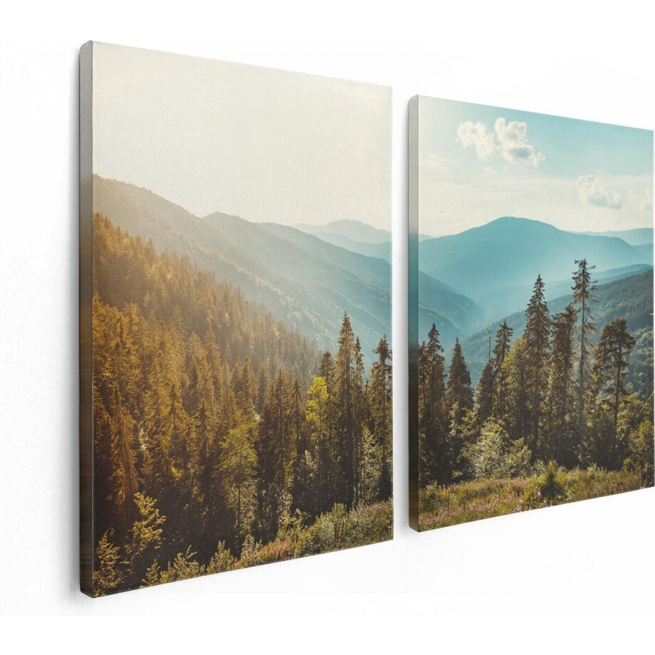 Artaza Canvas Schilderij Tweeluik Bos Met Bomen In De Hoge Bergen - 120x80 - Foto Op Canvas - Canvas Print Artaza Canvas Schilderij Tweeluik Bos Met Bomen In De Hoge Bergen - 120x80 - Foto Op Canvas - Canvas Print afbeelding 1