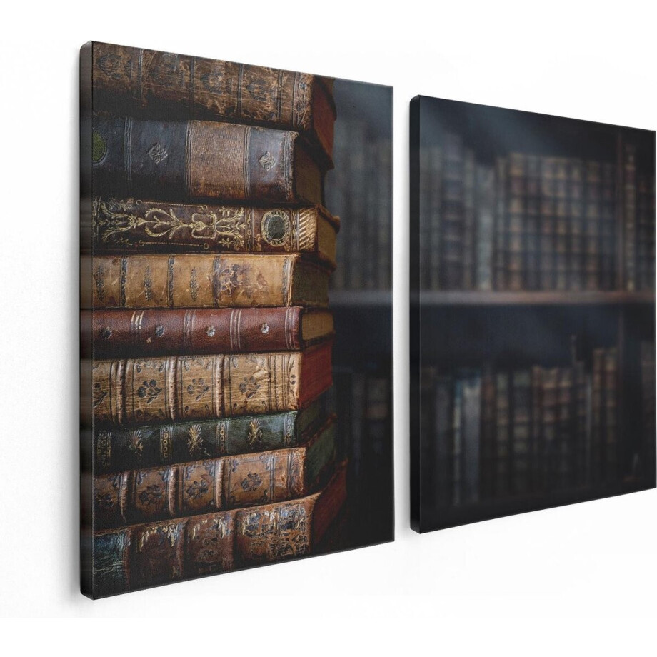 Artaza Canvas Schilderij Tweeluik Oude Historische Boeken - Retro - 120x80 - Foto Op Canvas - Canvas Print Artaza Canvas Schilderij Tweeluik Oude Historische Boeken - Retro - 120x80 - Foto Op Canvas - Canvas Print afbeelding 1