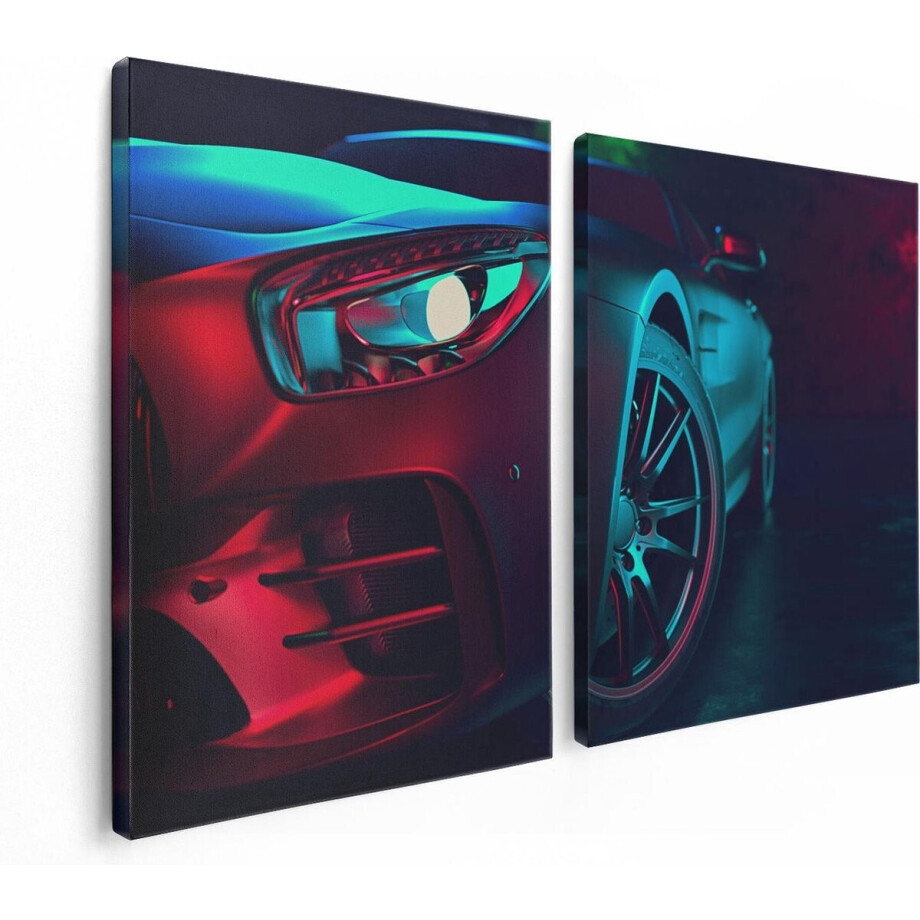 Artaza Canvas Schilderij Tweeluik Moderne Auto Van Dichtbij  - 120x80 - Foto Op Canvas - Canvas Print afbeelding 1