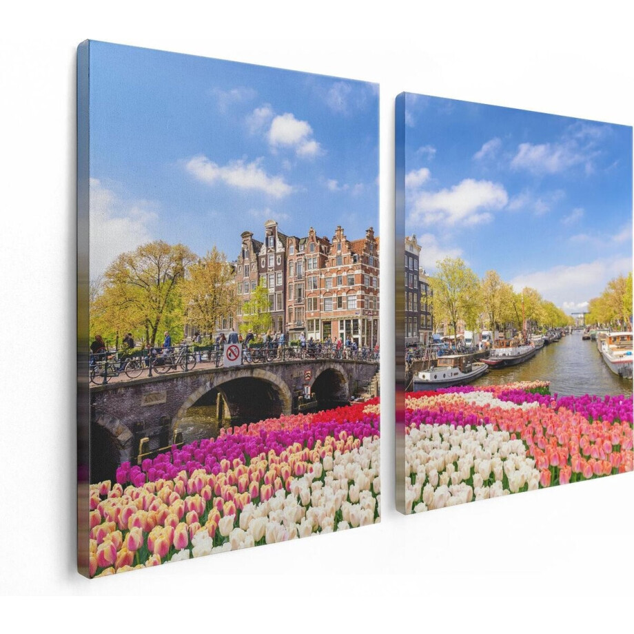 Artaza Canvas Schilderij Tweeluik Amsterdamse Huisjes Aan De Grachten - 120x80 - Foto Op Canvas - Canvas Print Artaza Canvas Schilderij Tweeluik Amsterdamse Huisjes Aan De Grachten - 120x80 - Foto Op Canvas - Canvas Print afbeelding 1