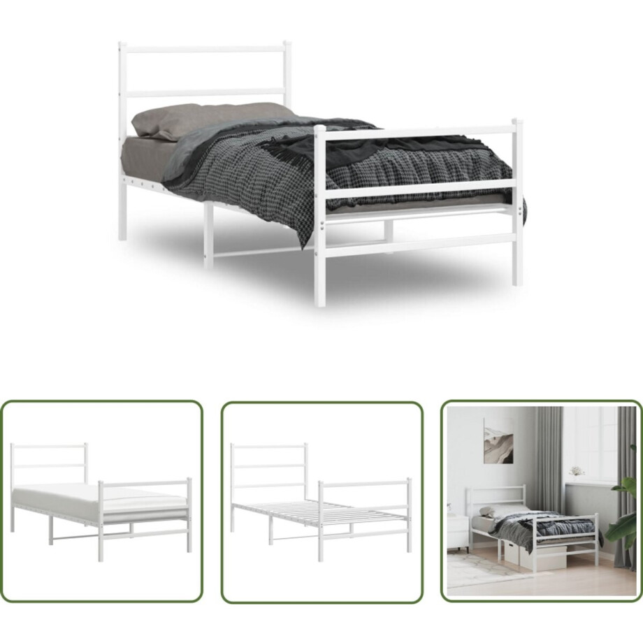 vidaXL Bed Frame Wit - Metalen Bed Frame - Bedframe met hoofd- en voeteneinde metaal wit 90x190 cm - Bed Frame 90x190 - Staal Bed Frame - Compact Bed Frame vidaXL Bed Frame Wit - Metalen Bed Frame - Bedframe met hoofd- en voeteneinde metaal wit 90x190 cm - Bed Frame 90x190 - Staal Bed Frame - Compact Bed Frame afbeelding 1