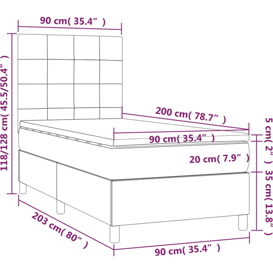 vidaXL - Boxspring - met - matras - stof - blauw - 90x200 - cm vidaXL - Boxspring - met - matras - stof - blauw - 90x200 - cm afbeelding 1