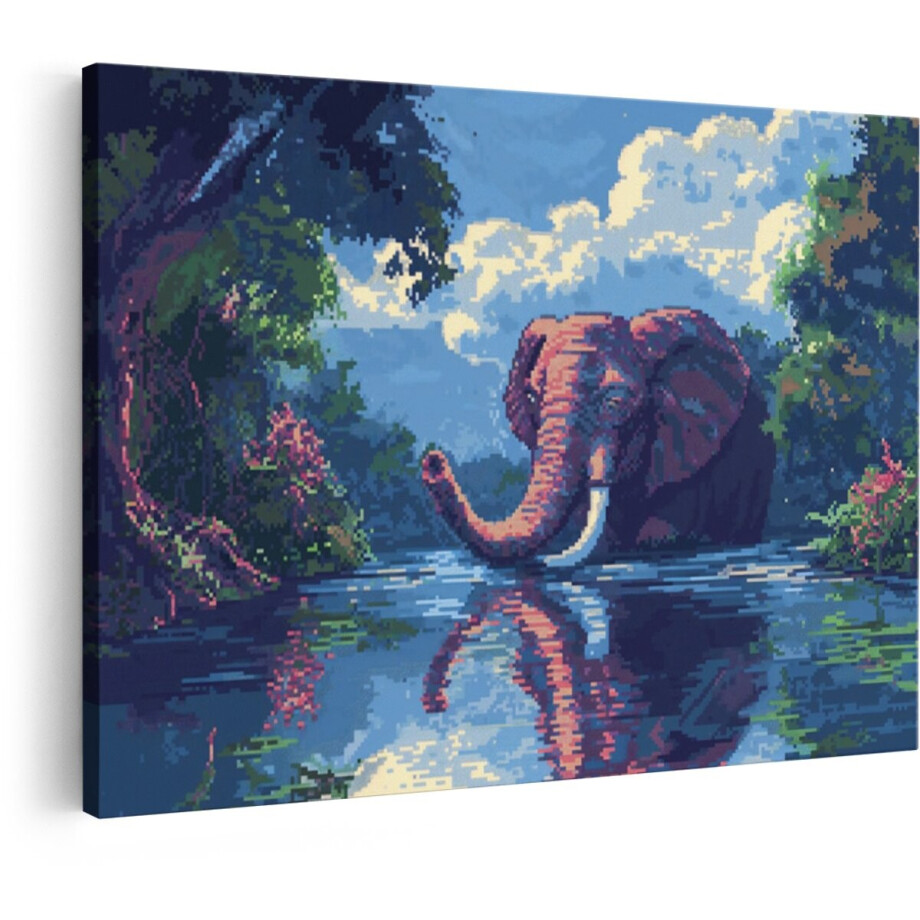 Artaza Canvas Schilderij Olifant - 90x60 cm - Wanddecoratie Pixel Art - Muurdecoratie Jungle Dieren - Schilderijen Op Canvas Natuur Artaza Canvas Schilderij Olifant - 90x60 cm - Wanddecoratie Pixel Art - Muurdecoratie Jungle Dieren - Schilderijen Op Canvas Natuur afbeelding 1