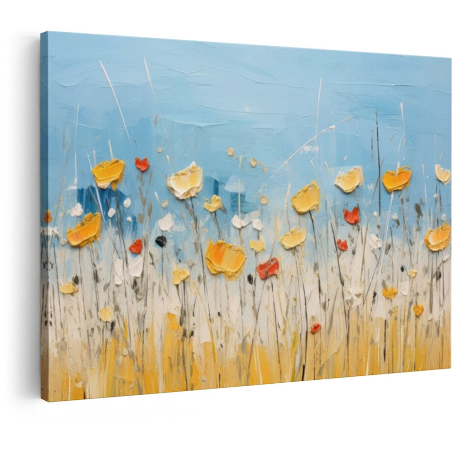 Artaza Canvas Schilderij Bloemen - 120x80 cm - Wanddecoratie Bloemenveld - Muurdecoratie Natuur - Decoratie Klaprozen - Geel Artaza Canvas Schilderij Bloemen - 120x80 cm - Wanddecoratie Bloemenveld - Muurdecoratie Natuur - Decoratie Klaprozen - Geel afbeelding 1