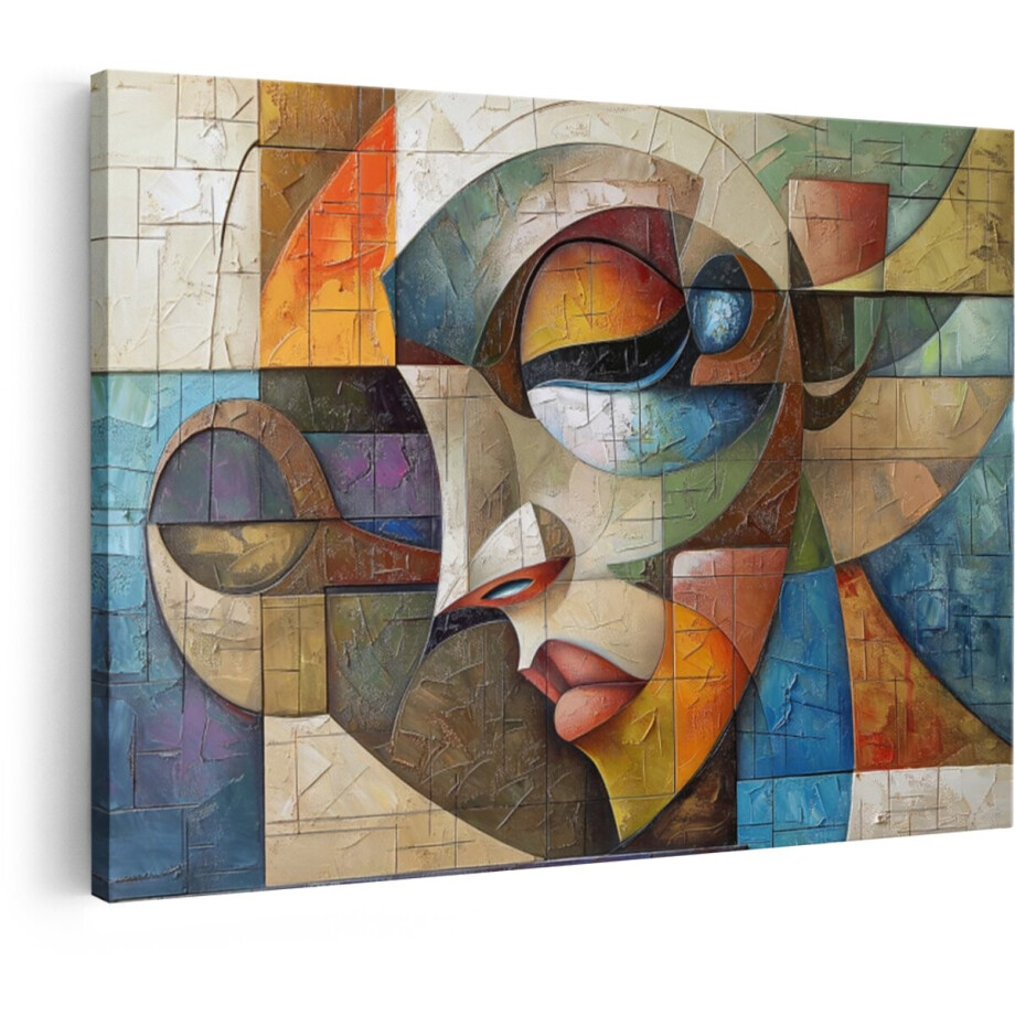 Artaza Canvas Schilderij Vrouw - 30x20 cm - Wanddecoratie Abstract Portret - Muurdecoratie Kubistisch - Decoratie Modern - Kamer Accessoires afbeelding 1