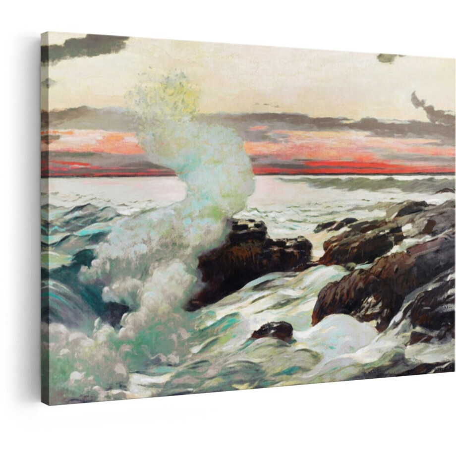 Artaza Canvas Schilderij Zonsondergang - 30x20 cm - Wanddecoratie Strand Zee - Muurdecoratie Kust - Decoratie Rotsen Golven - Rood Artaza Canvas Schilderij Zonsondergang - 30x20 cm - Wanddecoratie Strand Zee - Muurdecoratie Kust - Decoratie Rotsen Golven - Rood afbeelding 1
