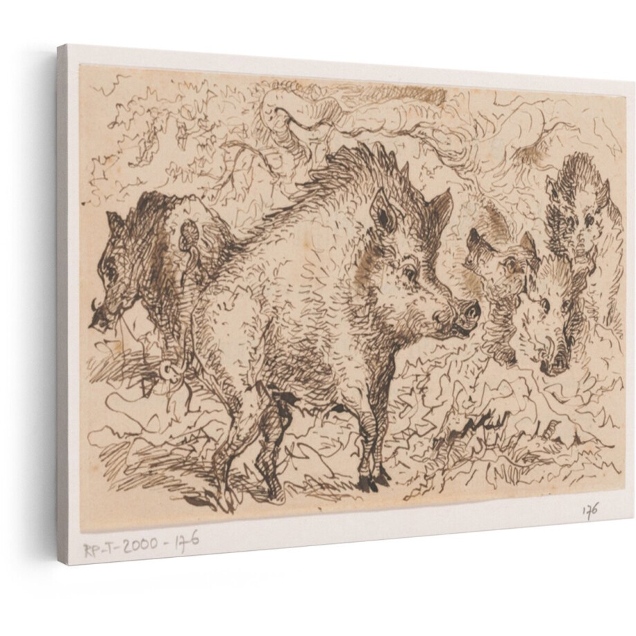 Artaza Canvas Schilderij Tekening van een Groep Everzwijnen in een Bosrijke Omgeving - met een Focus op hun Vacht en Snuiten - 120x80 cm - Groot - Wanddecoratie Woonkamer - Schilderijen - Muurdecoratie Artaza Canvas Schilderij Tekening van een Groep Everzwijnen in een Bosrijke Omgeving - met een Focus op hun Vacht en Snuiten - 120x80 cm - Groot - Wanddecoratie Woonkamer - Schilderijen - Muurdecoratie afbeelding 1