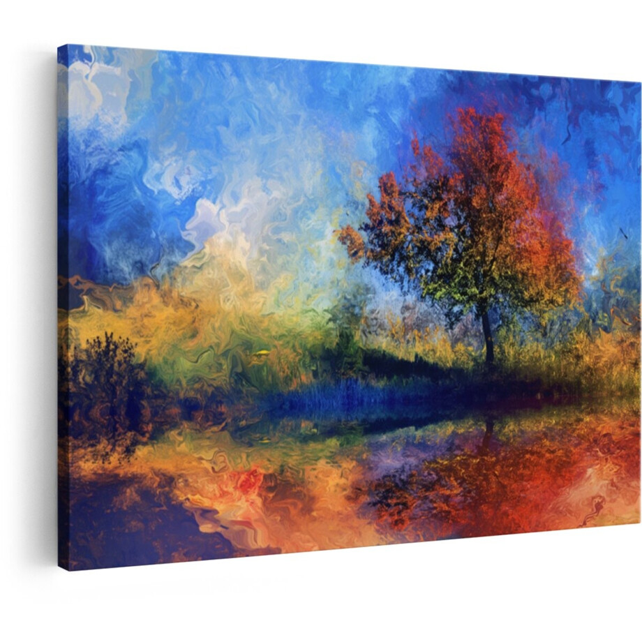 Artaza Canvas Schilderij Abstracte Boom met Levendige Herfstkleuren Weerspiegeld in Water - 60x40 cm - Wanddecoratie Woonkamer - Schilderijen - Muurdecoratie Artaza Canvas Schilderij Abstracte Boom met Levendige Herfstkleuren Weerspiegeld in Water - 60x40 cm - Wanddecoratie Woonkamer - Schilderijen - Muurdecoratie afbeelding 1