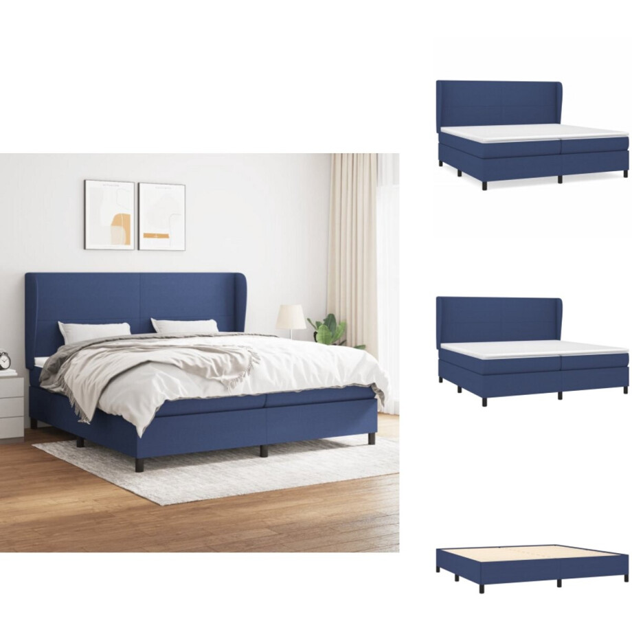 vidaXL Boxspring - Boxsprings - Bed - Slaapmeubel - Boxspring met matras stof blauw 200x200 cm afbeelding 1