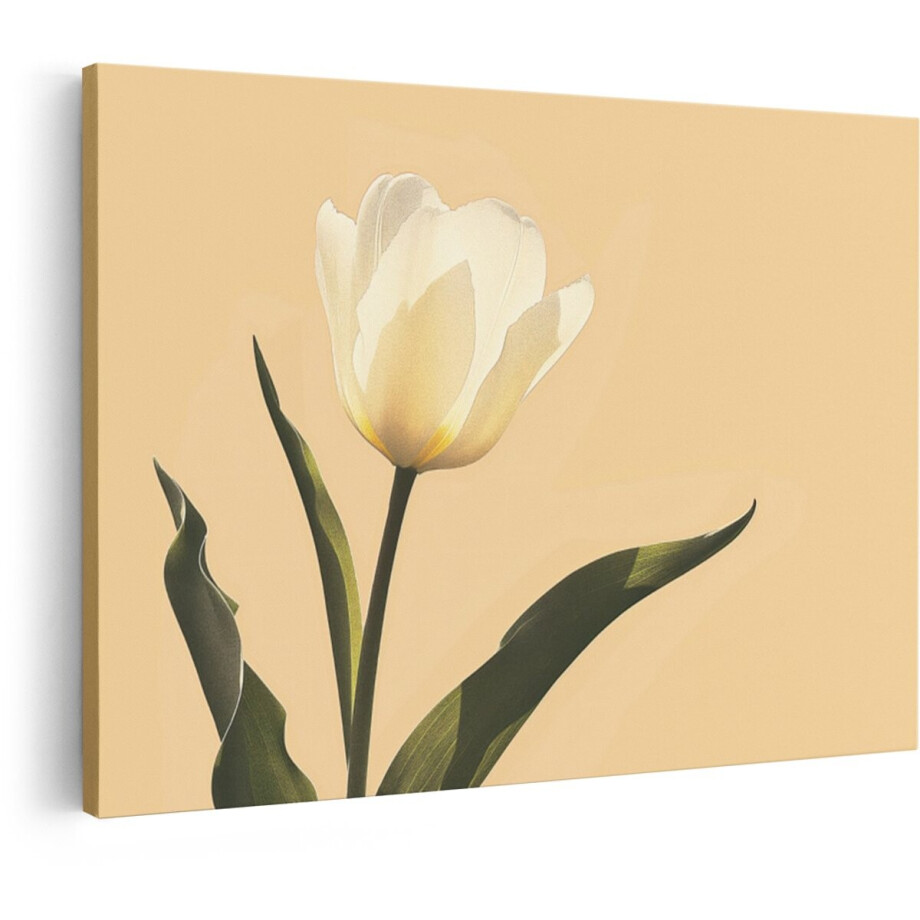 Artaza Canvas Schilderij Tulp - 30x20 cm - Wanddecoratie Bloem - Muurdecoratie Groen - Decoratie Slaapkamer - Kamer Accessoires afbeelding 1