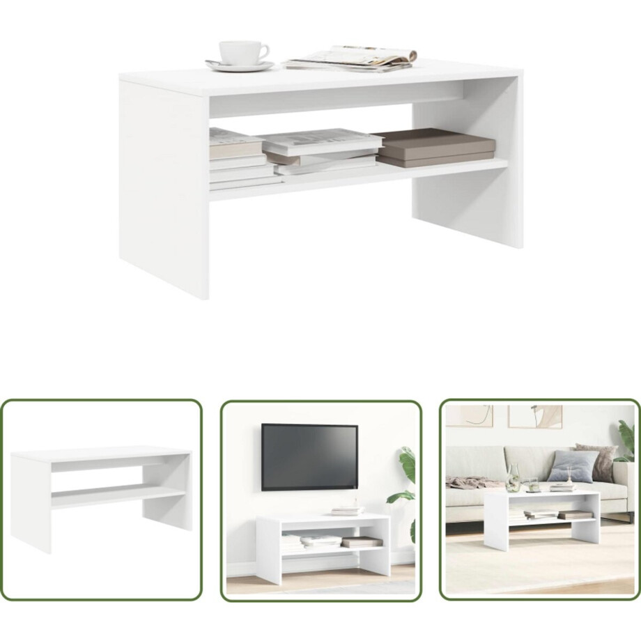 vidaXL - Tv-meubel - 80x40x40 - cm - bewerkt - hout - wit afbeelding 1