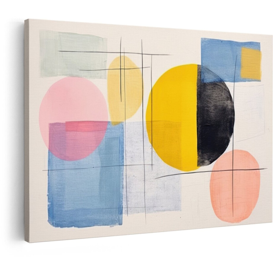 Artaza Canvas Schilderij Abstract - 60x40 cm - Wanddecoratie Modern - Muurdecoratie Geometrisch - Decoratie Pastel - Schilderijen Op Canvas afbeelding 1