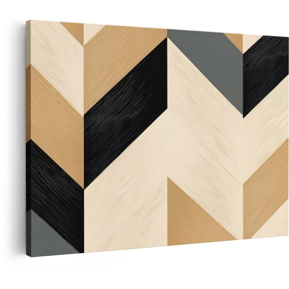 Artaza Canvas Schilderij Abstract Chevronpatroon met Houtstructuur in Beige - Zwart en Grijs - 30x20 cm - Klein - Wanddecoratie Woonkamer - Schilderijen - Muurdecoratie Artaza Canvas Schilderij Abstract Chevronpatroon met Houtstructuur in Beige - Zwart en Grijs - 30x20 cm - Klein - Wanddecoratie Woonkamer - Schilderijen - Muurdecoratie afbeelding 1