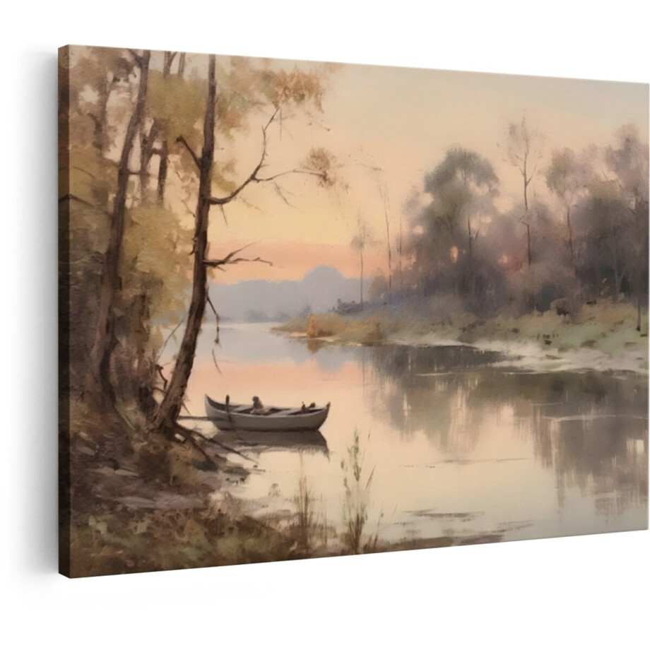 Artaza Canvas Schilderij Landschap - 90x60 cm - Wanddecoratie Natuur - Muurdecoratie Zonsondergang - Decoratie Schilderij Boot - Romantisch Artaza Canvas Schilderij Landschap - 90x60 cm - Wanddecoratie Natuur - Muurdecoratie Zonsondergang - Decoratie Schilderij Boot - Romantisch afbeelding 1