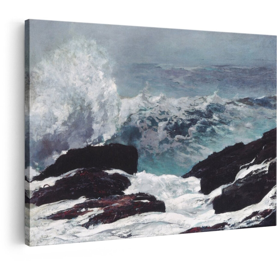 Artaza Canvas Schilderij Landschap - 30x20 cm - Wanddecoratie Stormachtige Zee - Muurdecoratie Rotsen - Decoratie Natuur - Kamer Accessoires afbeelding 1
