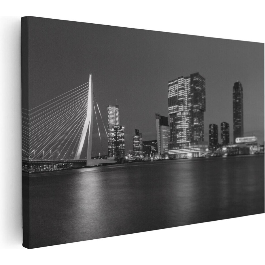 Artaza Canvas Schilderij Rotterdamse Skyline - Zwart Wit - 60x40 cm - Wanddecoratie Woonkamer - Schilderijen - Muurdecoratie Artaza Canvas Schilderij Rotterdamse Skyline - Zwart Wit - 60x40 cm - Wanddecoratie Woonkamer - Schilderijen - Muurdecoratie afbeelding 1