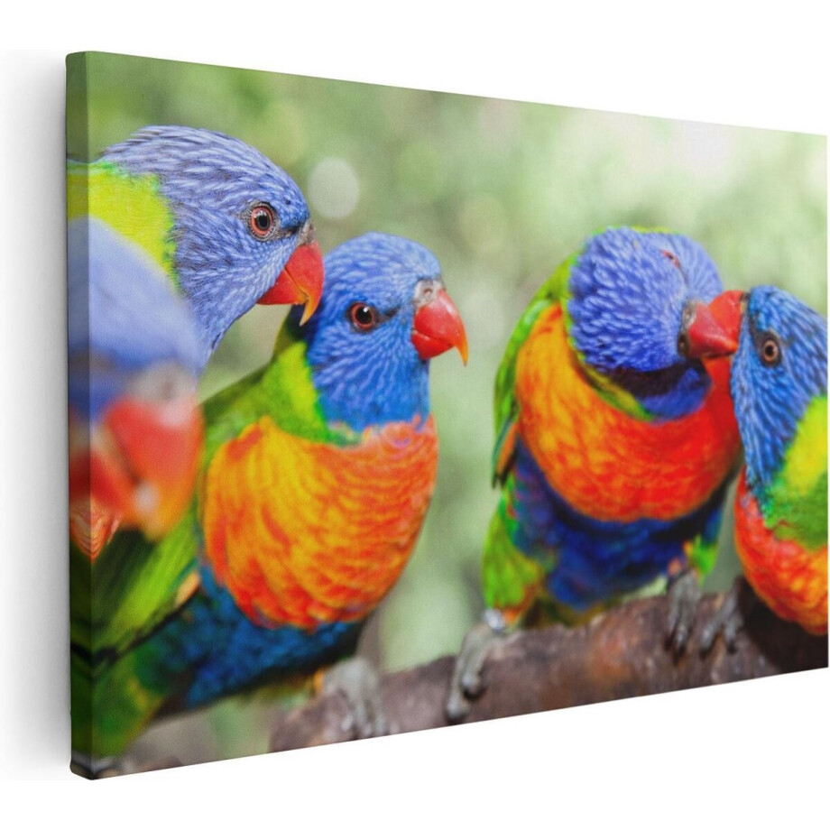 Artaza Canvas Schilderij Papegaai - 90x60 cm - Wanddecoratie Vogels - Muurdecoratie Kleurrijke Vogels - Schilderijen Op Canvas afbeelding 1