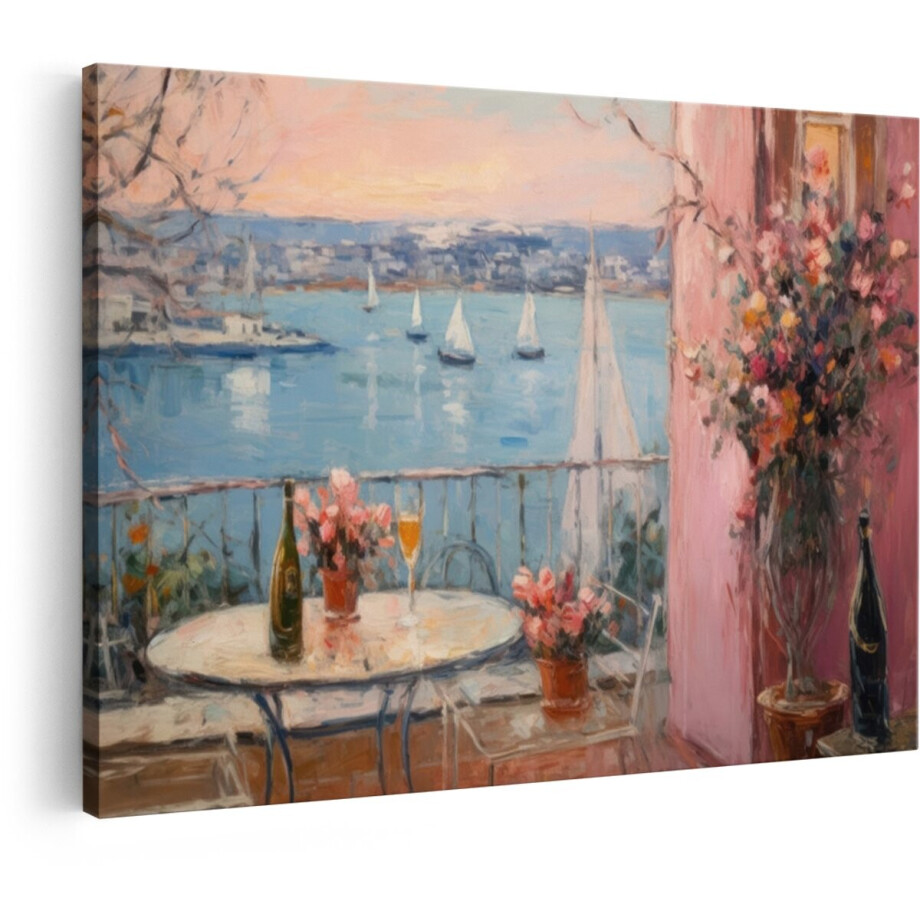 Artaza Canvas Schilderij Landschap - 30x20 cm - Wanddecoratie Zee Zeilboten - Muurdecoratie Balkon - Decoratie Zonsondergang - Roze Artaza Canvas Schilderij Landschap - 30x20 cm - Wanddecoratie Zee Zeilboten - Muurdecoratie Balkon - Decoratie Zonsondergang - Roze afbeelding 1