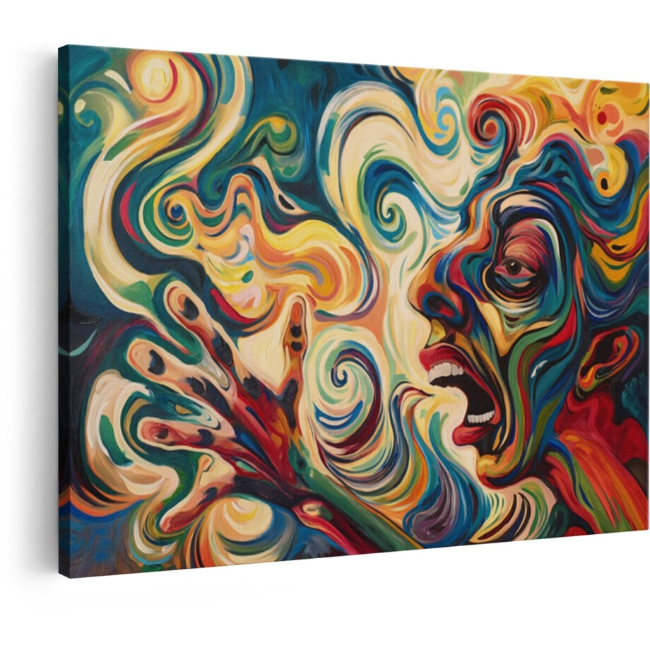 Artaza Canvas Schilderij Abstract - 90x60 cm - Wanddecoratie De Schreeuw - Muurdecoratie Kleurrijk - Decoratie Woonkamer afbeelding 1