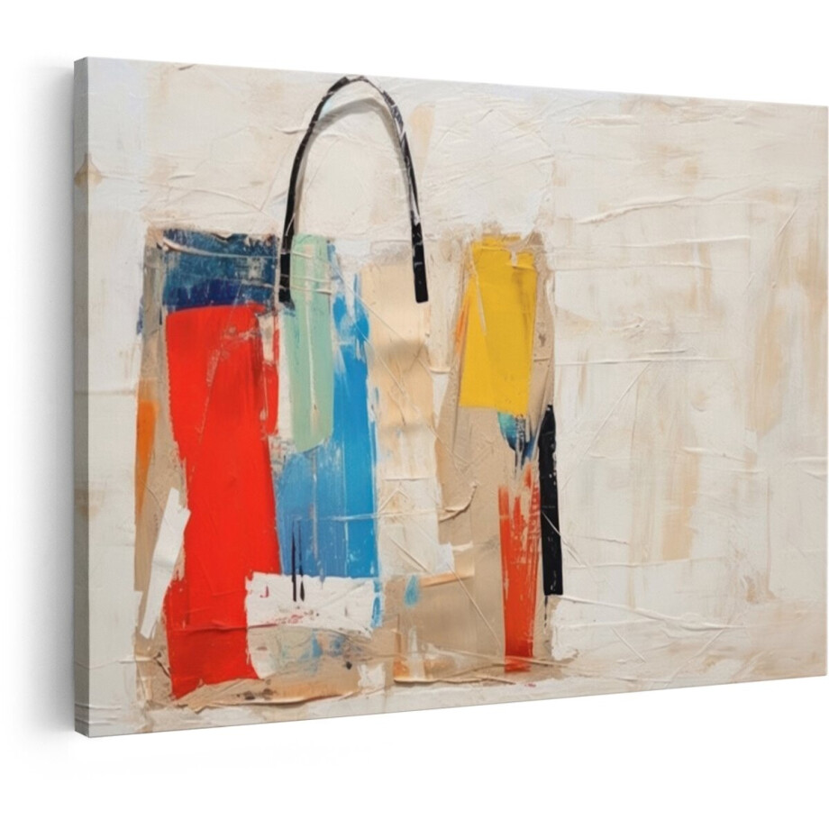 Artaza Canvas Schilderij Abstract - 60x40 cm - Wanddecoratie Modern - Muurdecoratie Kleurrijk - Schilderijen Op Canvas Tas afbeelding 1