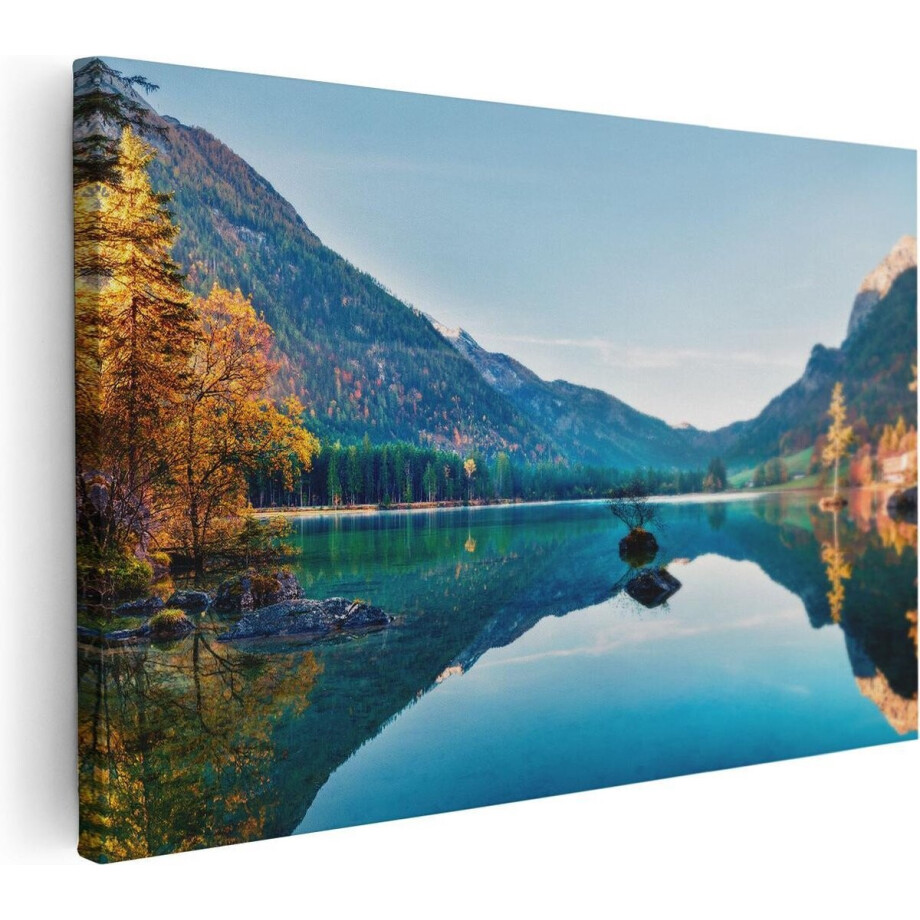 Artaza Canvas Schilderij Meer Met Herfstbomen - 30x20 - Klein - Foto Op Canvas - Canvas Print afbeelding 1