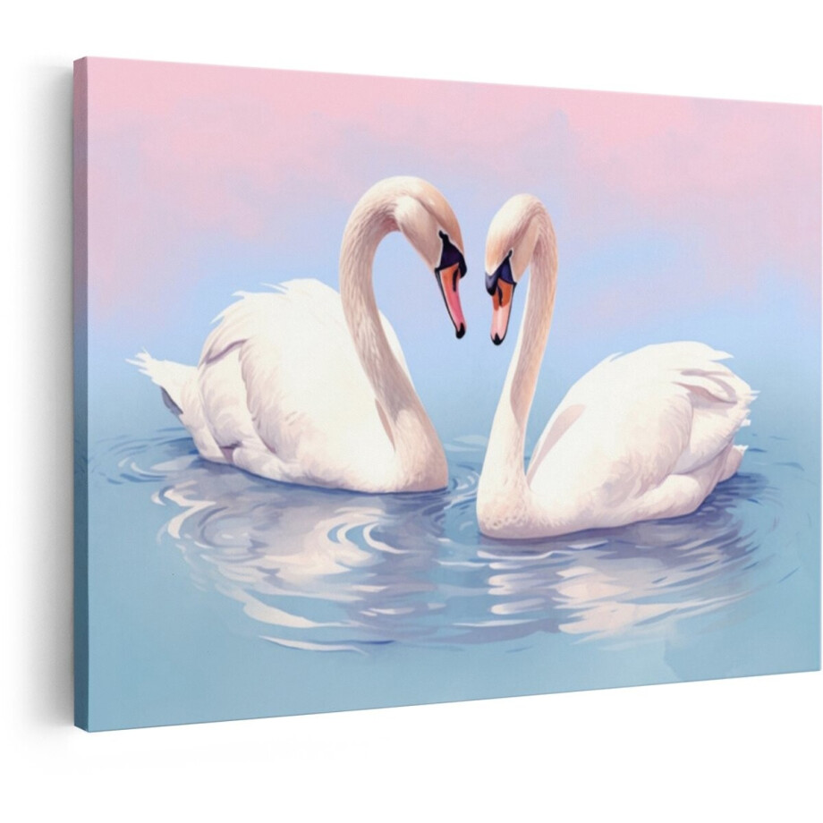 Artaza Canvas Schilderij Zwanen - 120x80 cm - Wanddecoratie Dieren - Muurdecoratie Romantiek - Decoratie Slaapkamer - Wit Artaza Canvas Schilderij Zwanen - 120x80 cm - Wanddecoratie Dieren - Muurdecoratie Romantiek - Decoratie Slaapkamer - Wit afbeelding 1