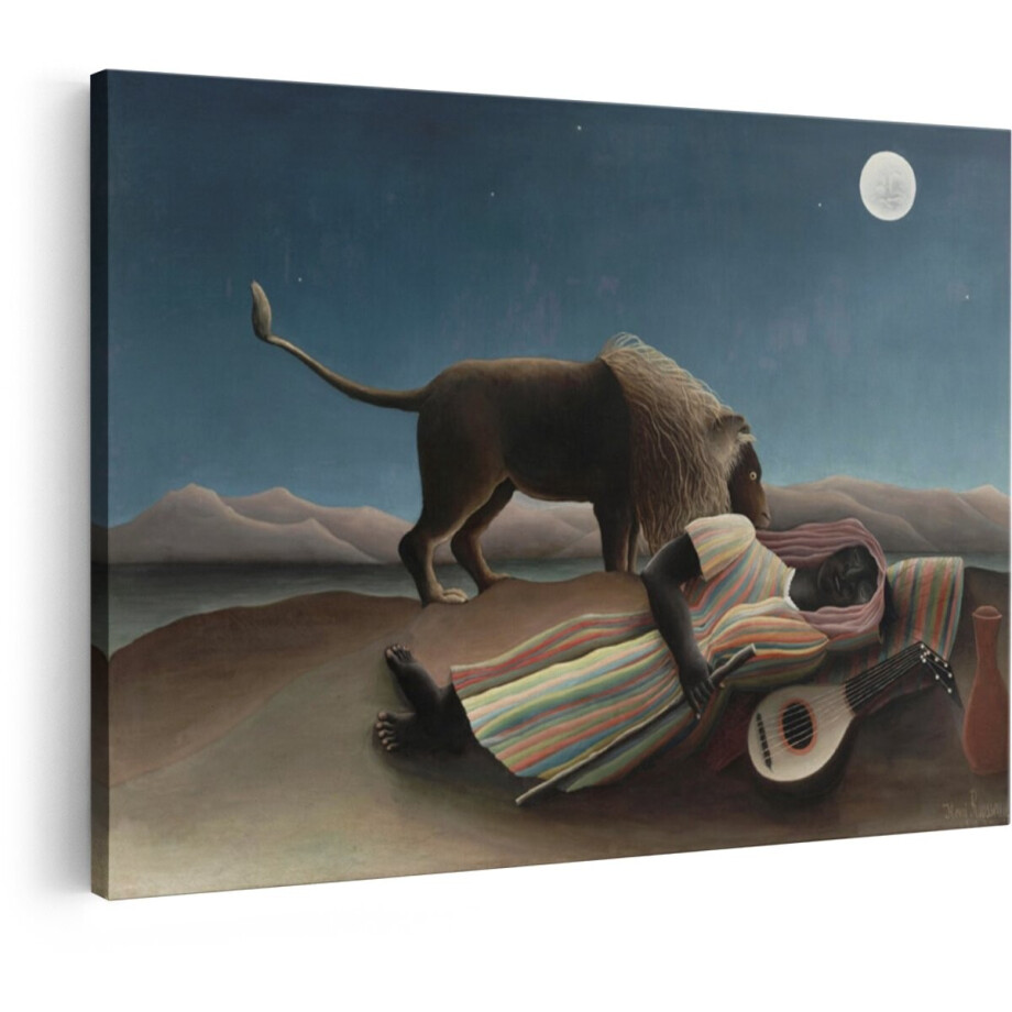 Artaza Canvas Schilderij Leeuw - 60x40 cm - Wanddecoratie Henri Rousseau - Muurdecoratie Slapende Zigeunerin - Decoratie Maanlicht Woonkamer Artaza Canvas Schilderij Leeuw - 60x40 cm - Wanddecoratie Henri Rousseau - Muurdecoratie Slapende Zigeunerin - Decoratie Maanlicht Woonkamer afbeelding 1