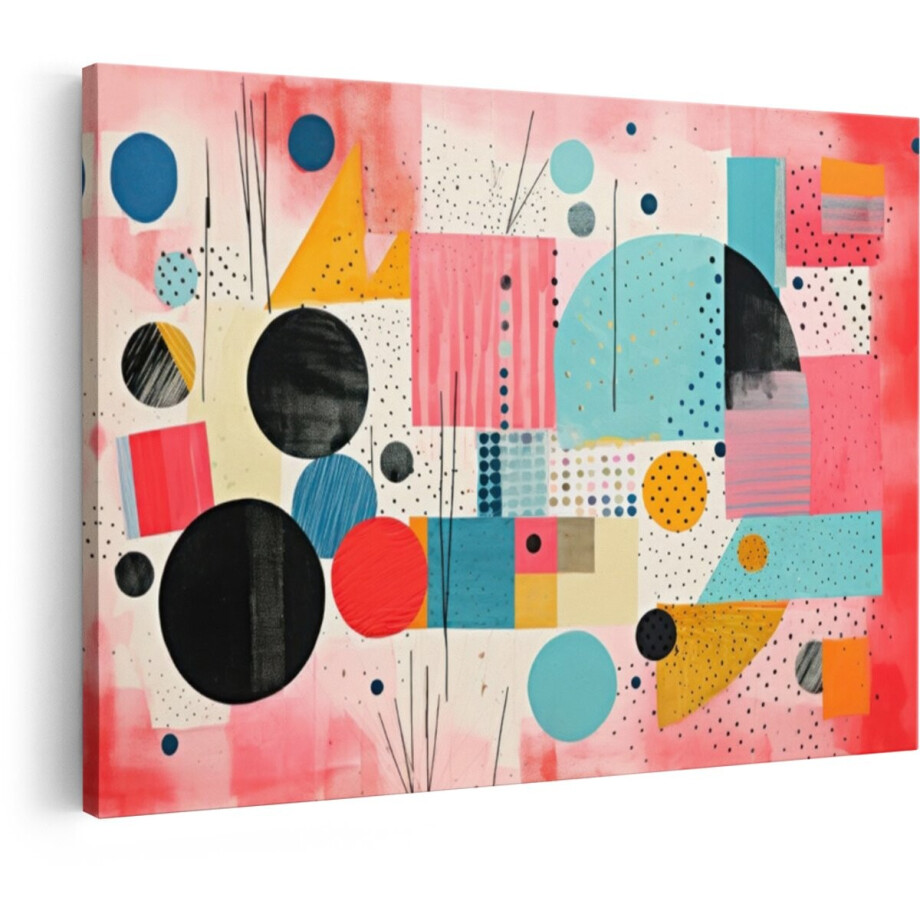 Artaza Canvas Schilderij Abstract - 120x80 cm - Wanddecoratie Modern - Muurdecoratie Geometrisch - Decoratie Woonkamer - Kleurrijk afbeelding 1