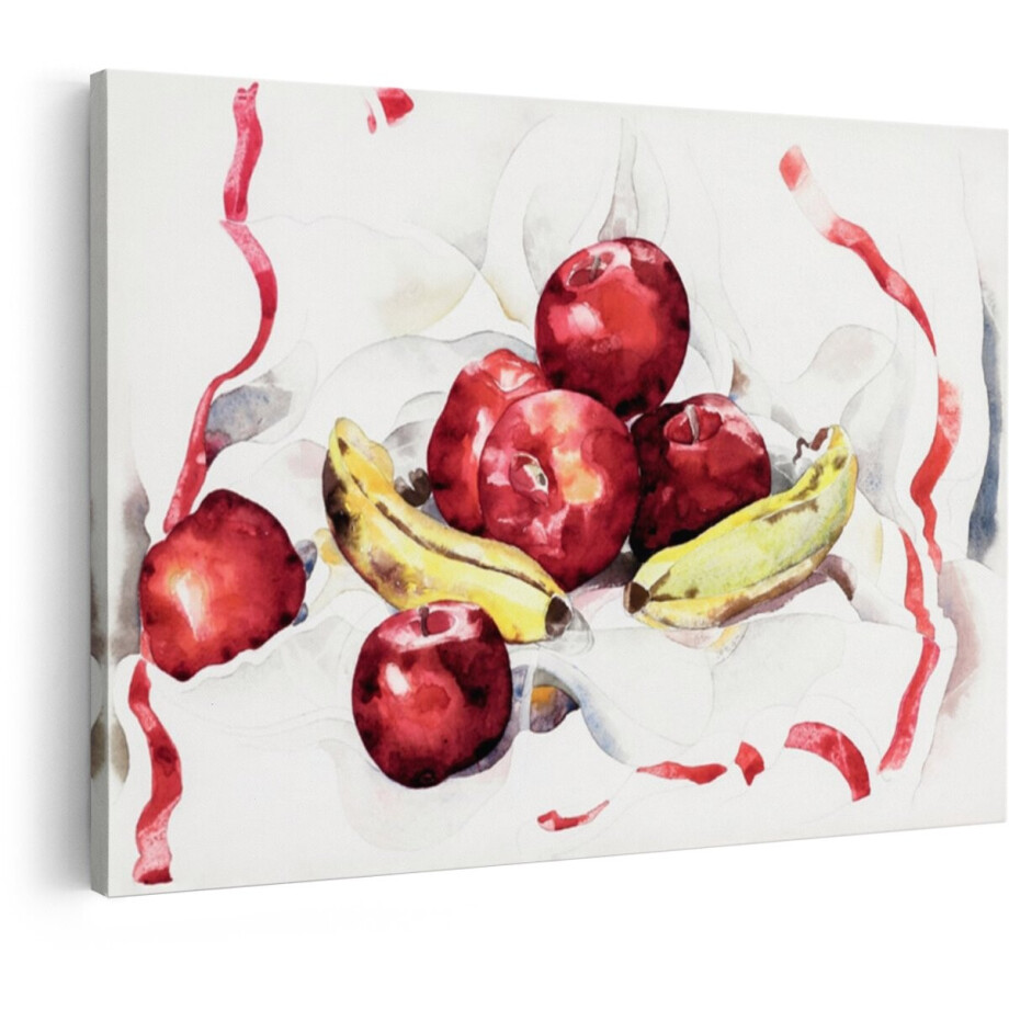 Artaza Canvas Schilderij Stilleven - 60x40 cm - Wanddecoratie Fruit - Muurdecoratie Appels En Bananen - Vintage Schilderijen Op Canvas afbeelding 1