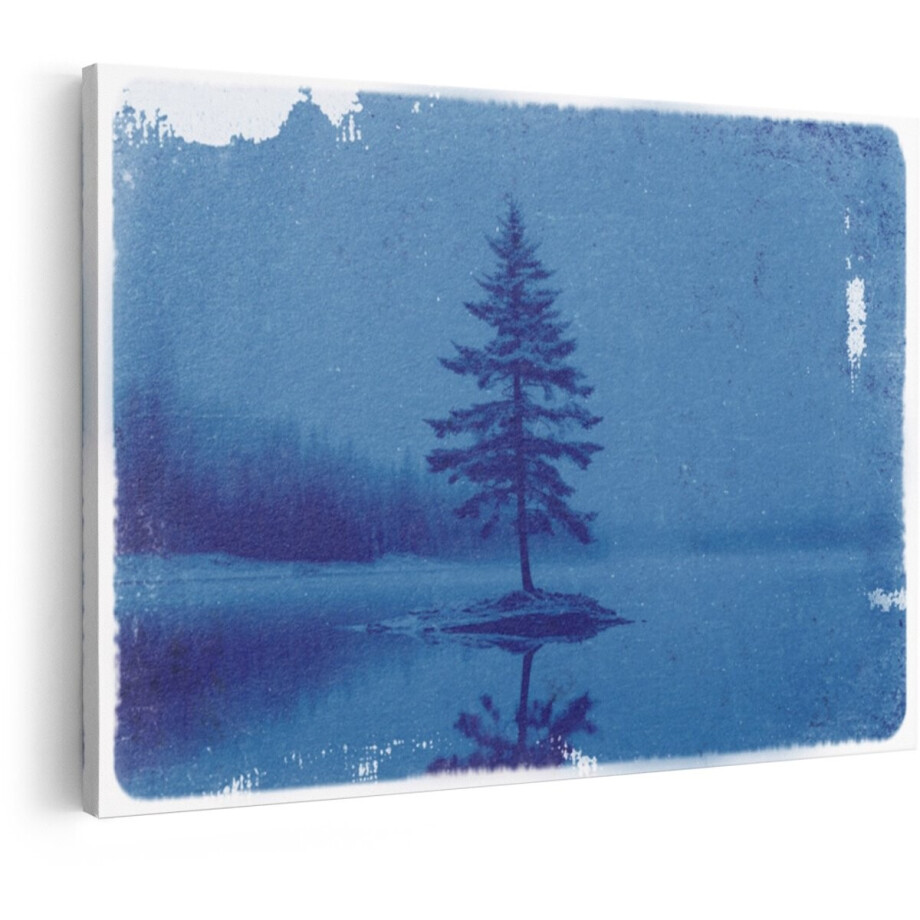 Artaza Canvas Schilderij Landschap - 60x40 cm - Wanddecoratie Dennenboom - Muurdecoratie Natuur - Vintage Schilderijen Blauw Artaza Canvas Schilderij Landschap - 60x40 cm - Wanddecoratie Dennenboom - Muurdecoratie Natuur - Vintage Schilderijen Blauw afbeelding 1