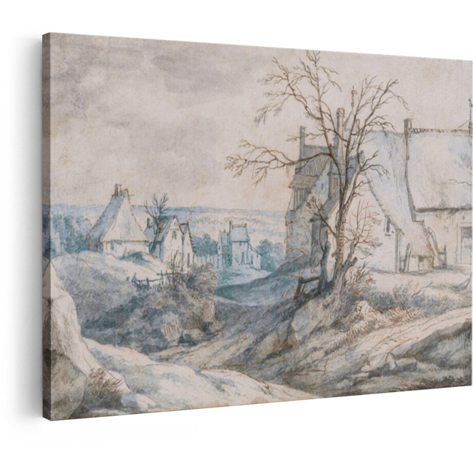 Artaza Canvas Schilderij Oude Meesters - 30x20 cm - Wanddecoratie Landschap - Muurdecoratie Boerderij - Kamer Accessoires Natuur afbeelding 1