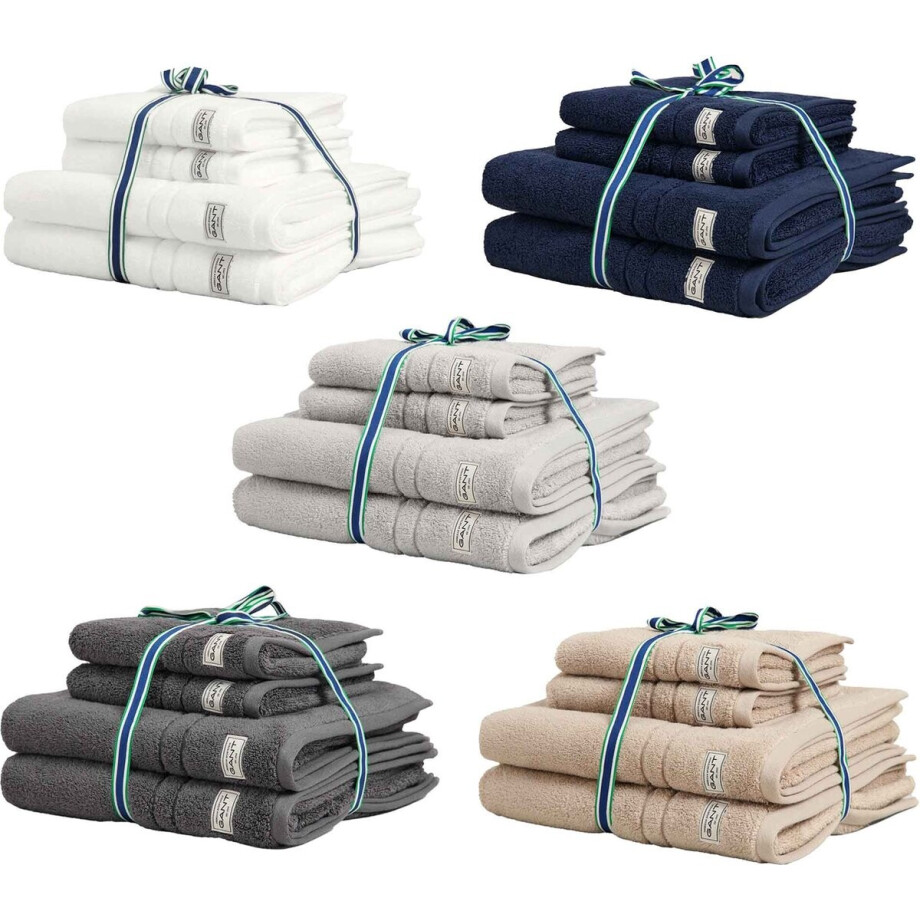 GANT Handdoek Premium Towel Een maat, 70x140, 50x70 Verpakking van 4 afbeelding 1