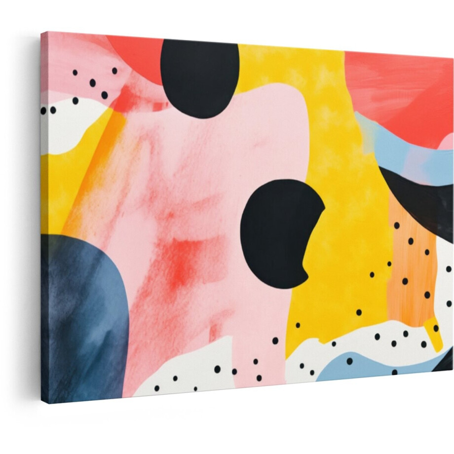 Artaza Canvas Schilderij Abstracte Kunst met Levendige Kleuren en Speelse Vormen - Perfect voor Design - 30x20 cm - Klein - Wanddecoratie Woonkamer - Schilderijen - Muurdecoratie afbeelding 1