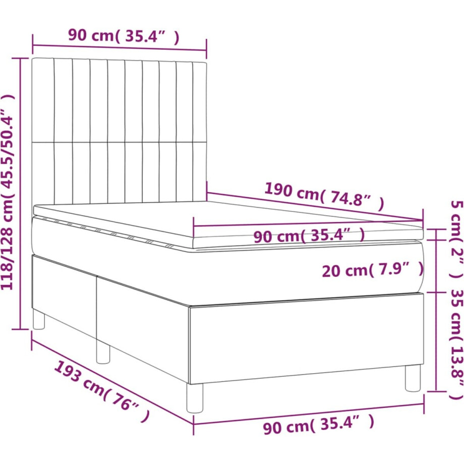 vidaXL - Boxspring - met - matras - stof - crèmekleurig - 90x190 - cm vidaXL - Boxspring - met - matras - stof - crèmekleurig - 90x190 - cm afbeelding 1