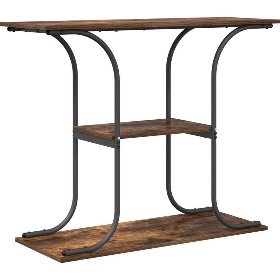 vidaXL - Wandtafel - met - plank - Rook - Eiken - 101 - x - 35 - x - 80,5 - cm - Bewerkt - hout afbeelding 1