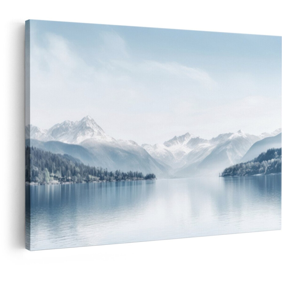 Artaza Canvas Schilderij Bergen - 60x40 cm - Wanddecoratie Natuur - Muurdecoratie Landschap - Schilderijen Op Canvas Meer afbeelding 1