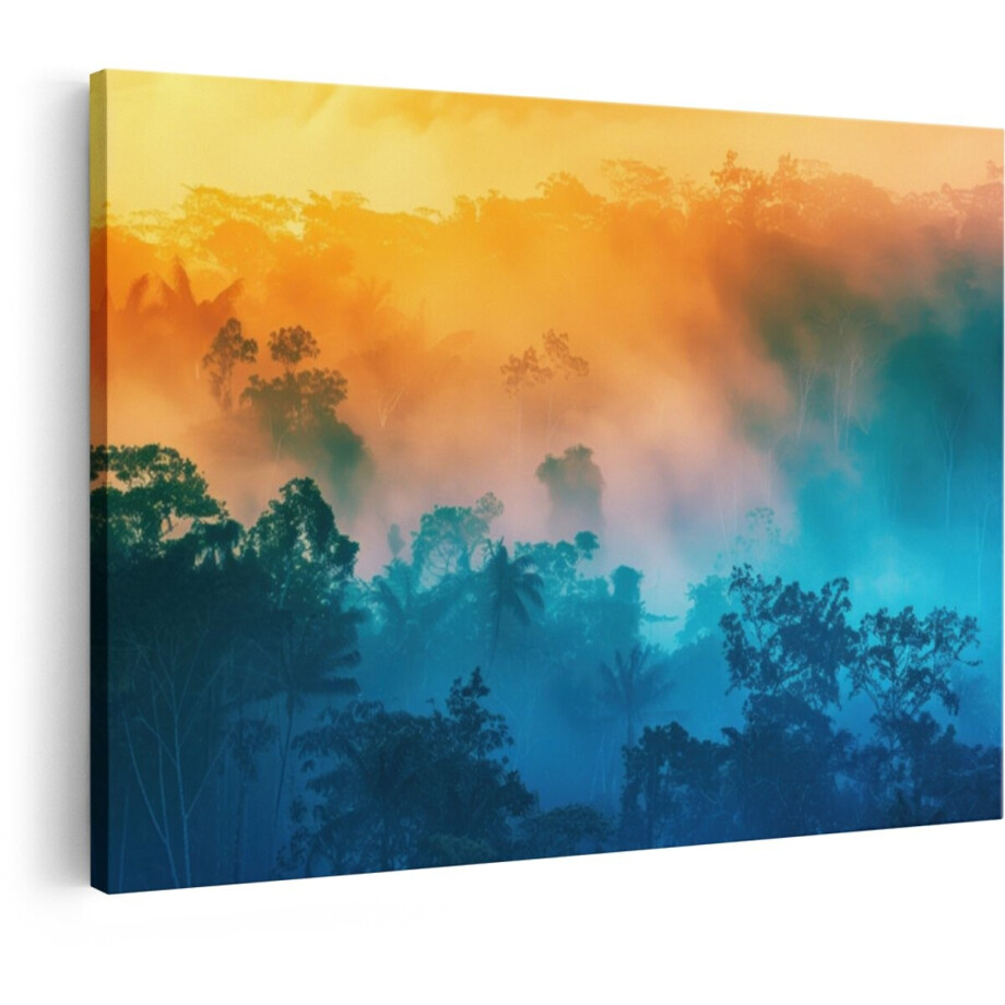 Artaza Canvas Schilderij Regenwoud - 120x80 cm - Wanddecoratie Natuur - Muurdecoratie Landschap - Decoratie Tropisch Bos - Oranje Blauw Artaza Canvas Schilderij Regenwoud - 120x80 cm - Wanddecoratie Natuur - Muurdecoratie Landschap - Decoratie Tropisch Bos - Oranje Blauw afbeelding 1